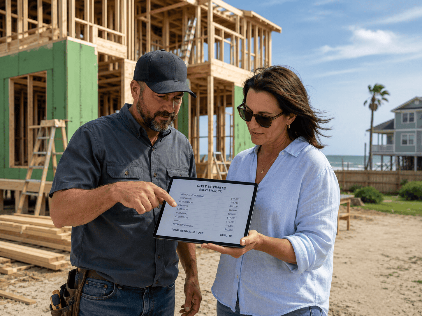 cost per square foot to build a home in galveston, tx