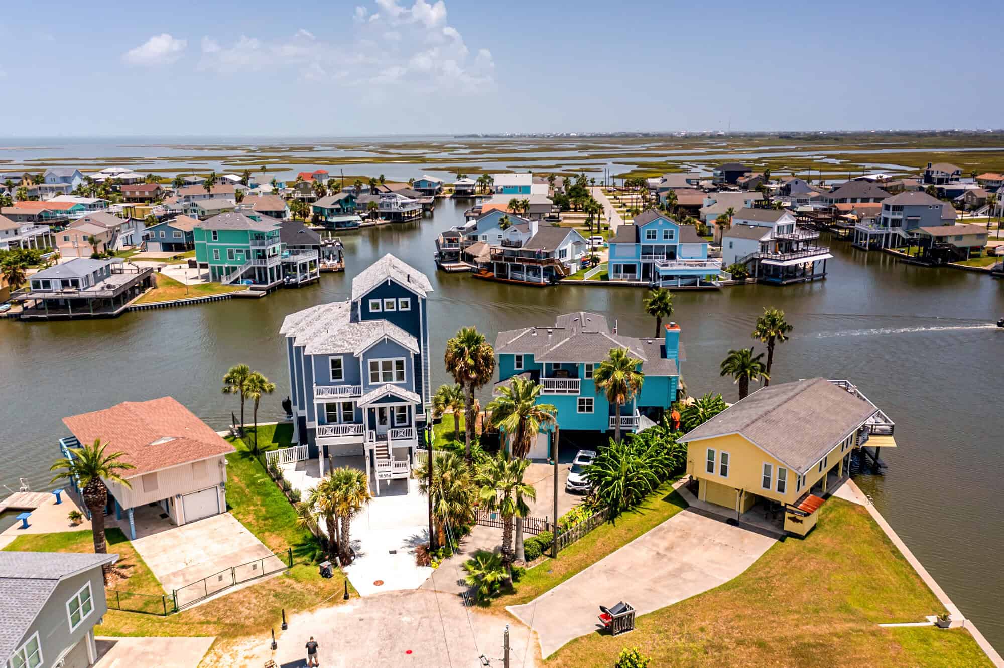 jamaica beach aerial canal neighborhood marsh